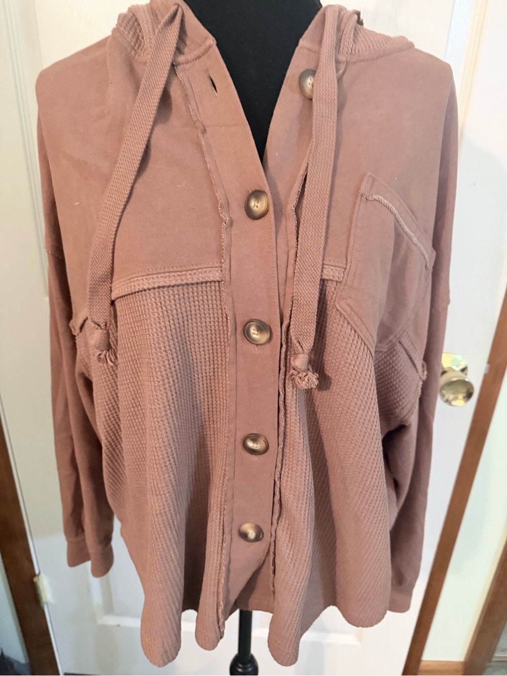 American Eagle Outfitters Mauve Button-Front Utility Hoodie Jacket